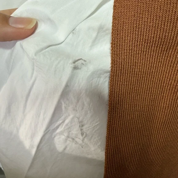 English Factory Mixed Media Mini Dress Brown White Size S NWT MINOR FLAW SEE PHO - Picture 6 of 7